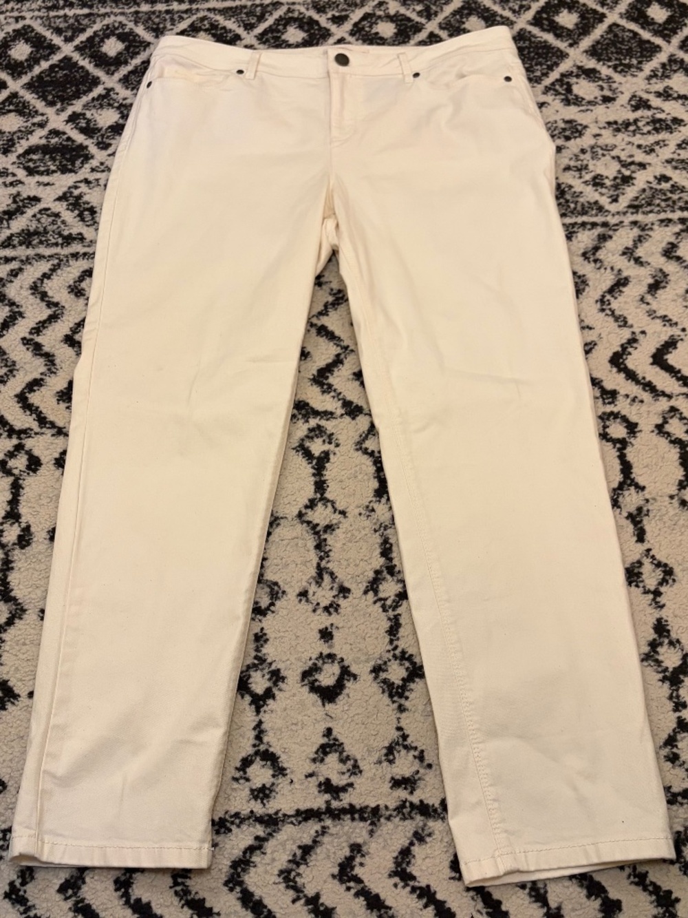 J. Jill Authentic Fit Slim Ankle Jeans Off White Size 12 NWT Preppy Work Cottage
